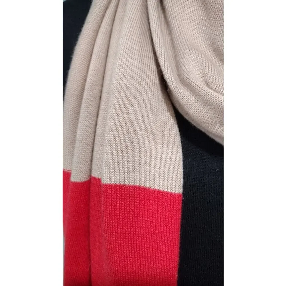 Anne Taylor Wide Knitted Scarf Beige and Orange‎ NWT